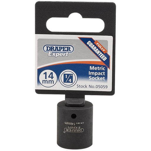 Draper Expert HI-TORQ 6 Point Impact Socket, 1/4" Sq. Dr., 14mm Draper - Dynamic Drive