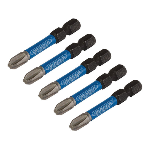 Draper Expert Cross Slot/PH Type Impact Screwdriver Bits, No.3 x 50mm, 1/4" Hex Draper - Dynamic Drive