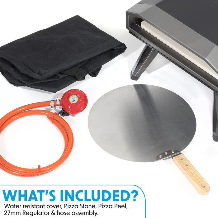 Dellonda Gas Pizza Oven with Water-Resistant Cover/Carry Bag & 12" Pizza Peel Dellonda  - Dynamic Drive