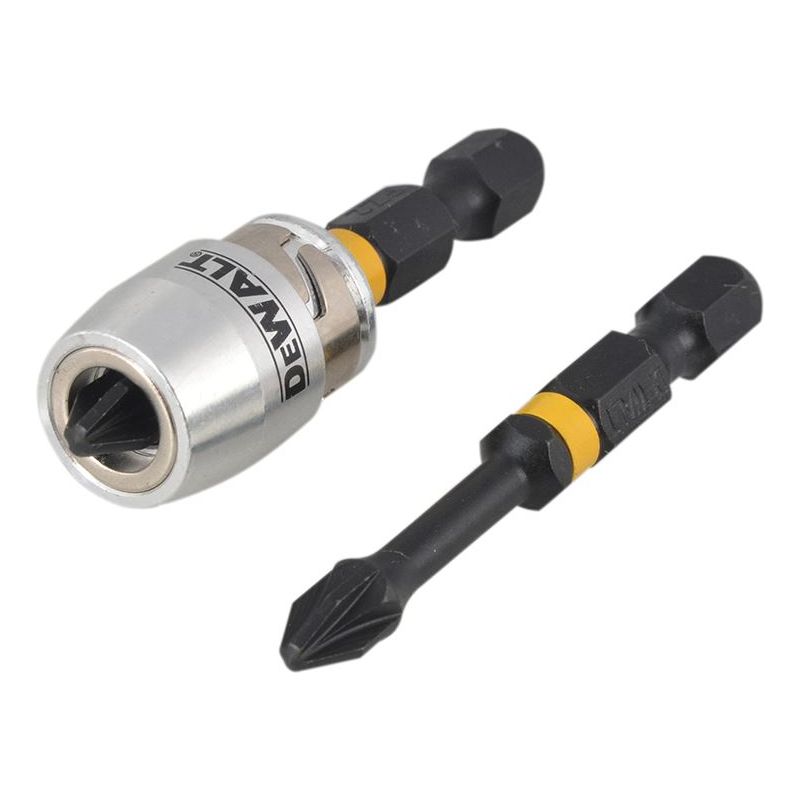 Dewalt Power Tools Impact Torsion Bits PZ2 x 50mm (x2) and Magnetic Screwlock Sleeve DeWALT Power Tools - Dynamic Drive