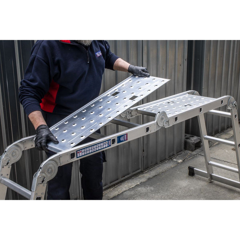 Sealey Folding Platform Ladder 4-Way Aluminium - BS EN 131 AFPL1 Sealey - Dynamic Drive
