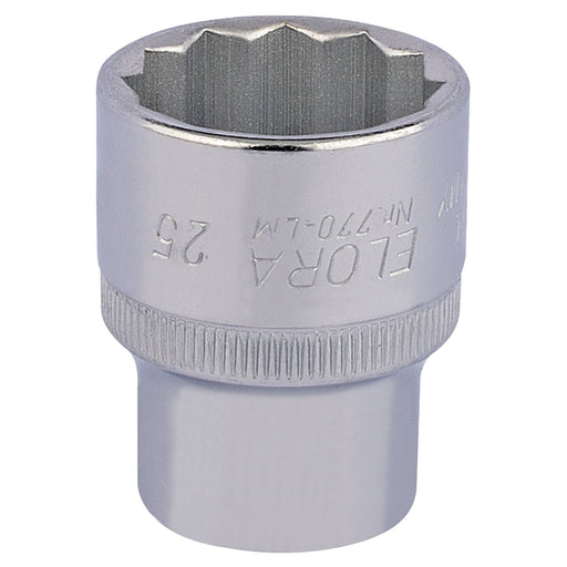 Draper Elora Bi-Hexagon Socket, 1/2" Sq. Dr., 25mm 24707 Draper - Dynamic Drive