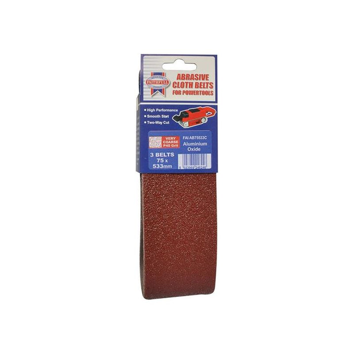 Faithfull Cloth Sanding Belt 533 x 75mm Coarse 60G (Pack 3) Faithfull - Dynamic Drive