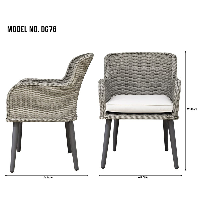 Dellonda Buxton Rattan Wicker Outdoor Chairs Set 2pc DG76 Dellonda - Dynamic Drive