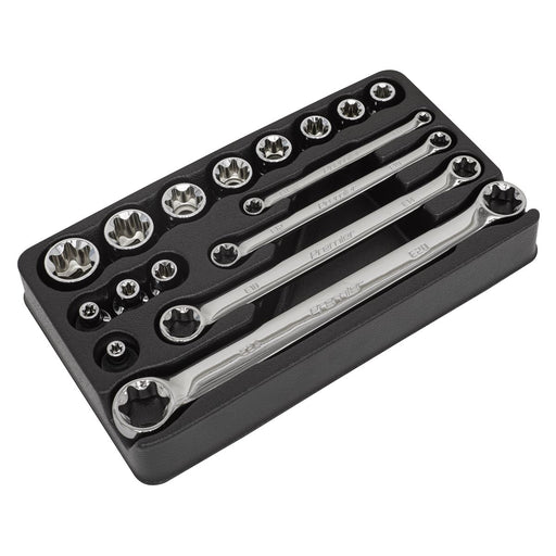 Sealey Premier 16pc Trx-Star* Socket & Spanner Set 3/8" Sq Drive E6-E24 Sealey  - Dynamic Drive