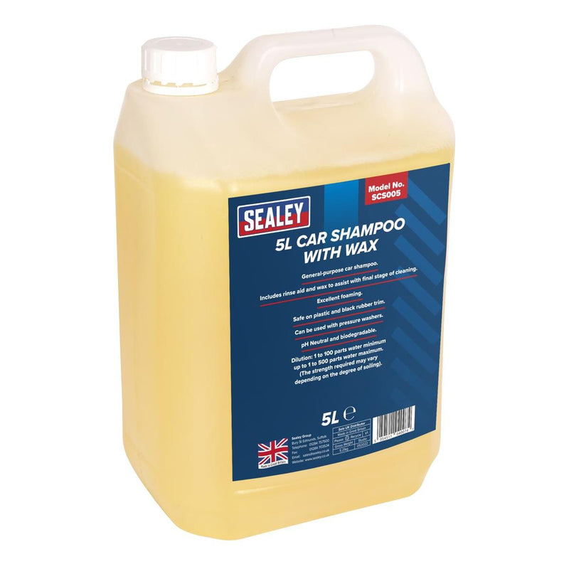 Sealey Car Shampoo with Wax 5L SCS005 Sealey - Dynamic Drive