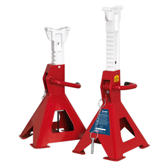 Sealey AXLe Stands (Pair) 3tonne Capacity per Stand Auto Rise Ratchet AAS3000 Sealey - Dynamic Drive