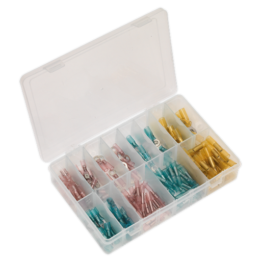 Sealey Adhesive Lined Heat Shrink Terminal Assortment 142pc Blue Red & Yellow Sealey - Dynamic Drive