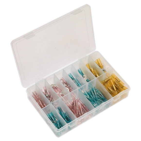 Sealey Adhesive Lined Heat Shrink Terminal Assortment 142pc Blue Red & Yellow Sealey - Dynamic Drive