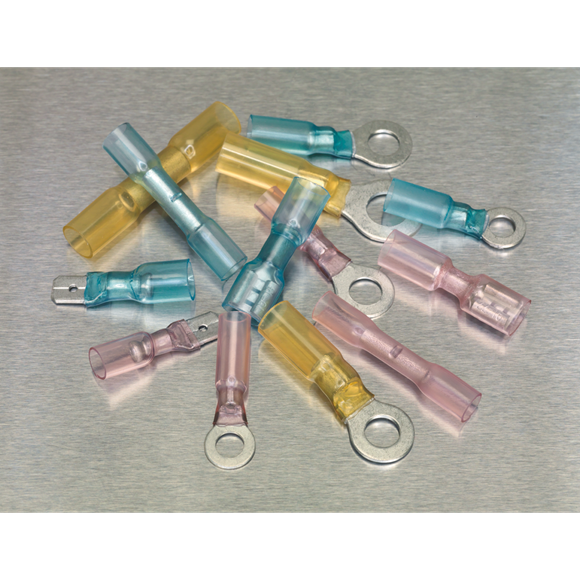 Sealey Adhesive Lined Heat Shrink Terminal Assortment 142pc Blue Red & Yellow Sealey - Dynamic Drive