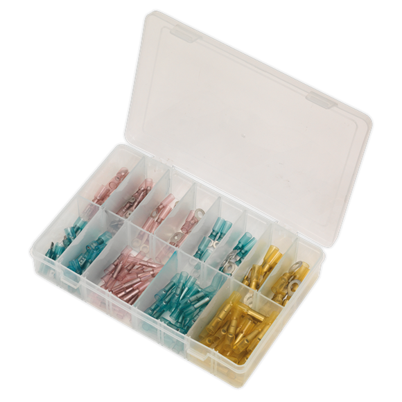 Sealey Adhesive Lined Heat Shrink Terminal Assortment 142pc Blue Red & Yellow Sealey - Dynamic Drive