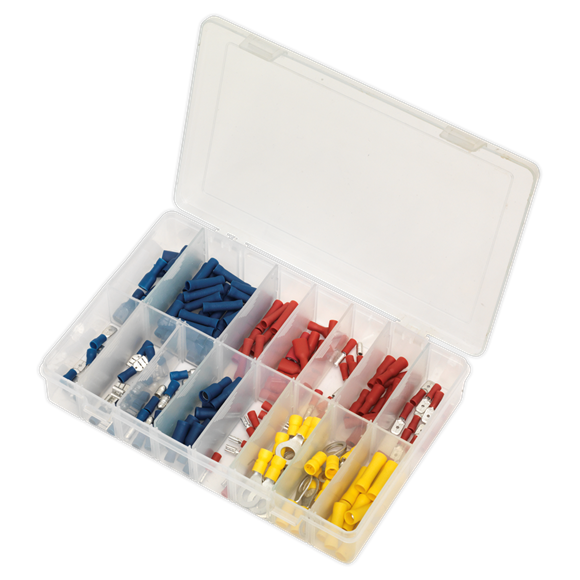 Sealey Crimp Terminal Assortment 200pc Blue Red & Yellow AB038MT Sealey - Dynamic Drive