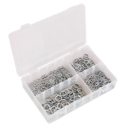 Sealey Lock Washer Assortment 1000pc Serrated Internal M5-M10 Metric AB057LW Sealey - Dynamic Drive