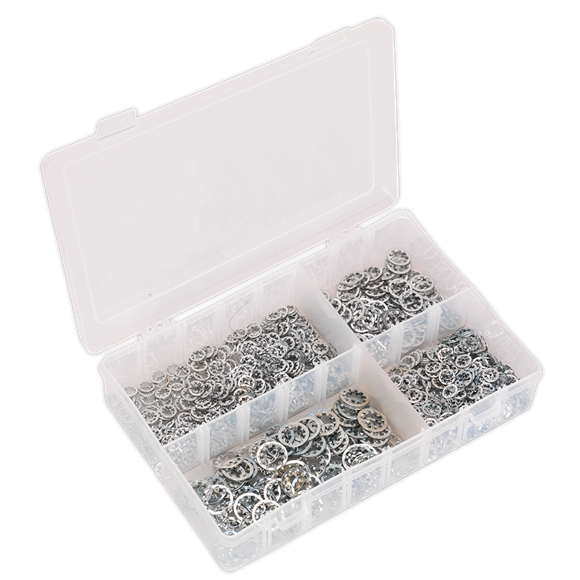Sealey Lock Washer Assortment 1000pc Serrated Internal M5-M10 Metric AB057LW Sealey - Dynamic Drive