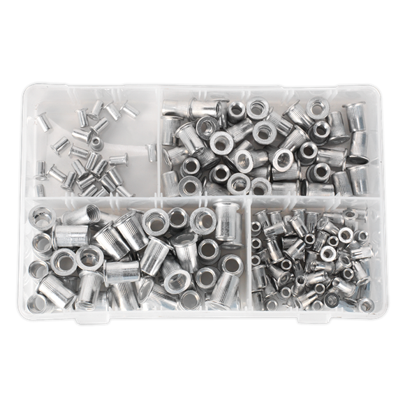 Sealey Threaded Insert (Rivet Nut) Assortment 200pc M4-M8 Splined Metric AB073TI Sealey - Dynamic Drive
