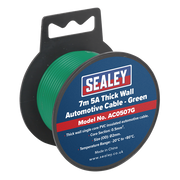 Sealey Automotive Cable Thick Wall 5A 7m Green AC0507G Sealey - Dynamic Drive
