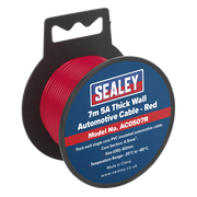 Sealey Automotive Cable Thick Wall 5A 7m Red AC0507R Sealey - Dynamic Drive