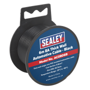 Sealey Automotive Cable Thick Wall 8A 6m Black AC0806B Sealey - Dynamic Drive