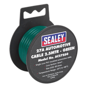 Sealey Automotive Cable Thick Wall 27A 2.5m Green AC2725G Sealey - Dynamic Drive