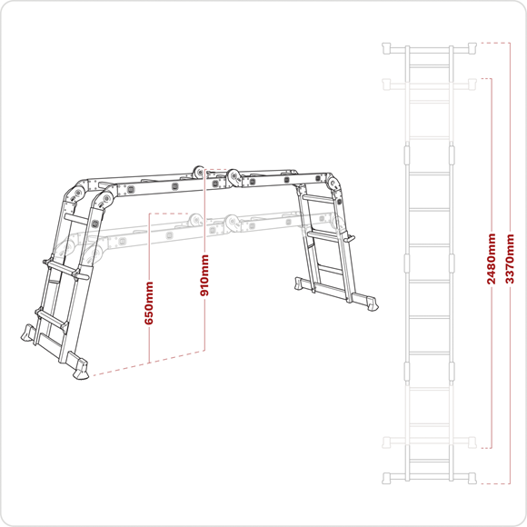 Sealey Aluminium Multipurpose Ladder EN 131 Adjustable Height AFPL2 Sealey - Dynamic Drive