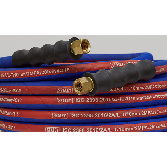 Sealey Air Hose 10m x8mm with 1/4"BSP Unions Extra-Heavy-Duty AH10R Sealey - Dynamic Drive