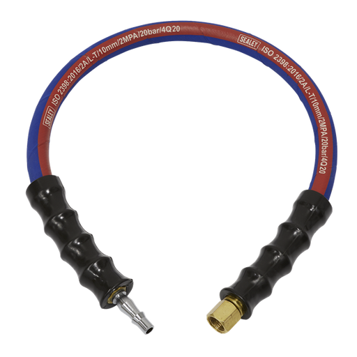 Sealey Air Leader Hose 600mm x10mm with Tailpiece & 1/4"BSP Union AH2R/38 Sealey - Dynamic Drive