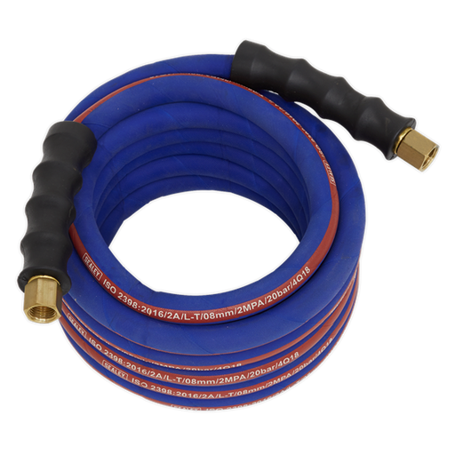 Sealey Air Hose 5m x8mm with 1/4"BSP Unions Extra-Heavy-Duty AH5R Sealey - Dynamic Drive