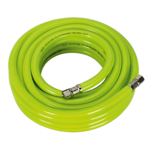 Sealey Air Hose High-Visibility 10m x10mm with 1/4"BSP Unions AHFC1038 Sealey - Dynamic Drive