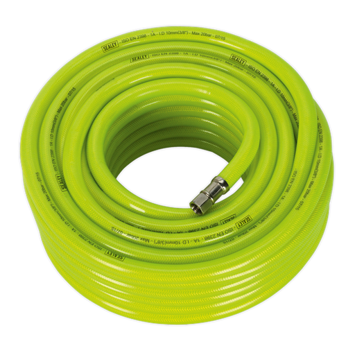 Sealey Air Hose High-Visibility 20m x10mm with 1/4"BSP Unions AHFC2038 Sealey - Dynamic Drive