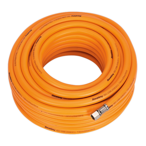 Sealey Air Hose 20m x8mm Hybrid High-Visibility with 1/4"BSP Unions AHHC20 Sealey - Dynamic Drive