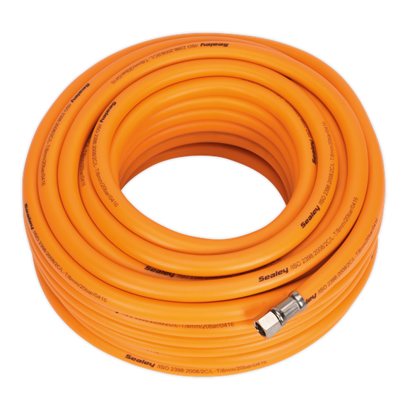 Sealey Air Hose 20m x8mm Hybrid High-Visibility with 1/4"BSP Unions AHHC20 Sealey - Dynamic Drive