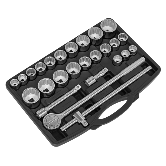 Sealey Socket Set 26pc 3/4"Sq Drive 12-point WallDrive AK2582 Sealey - Dynamic Drive