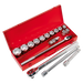 Sealey Socket Set 17pc 3/4"Sq Drive WallDrive Metric AK2597 Sealey - Dynamic Drive