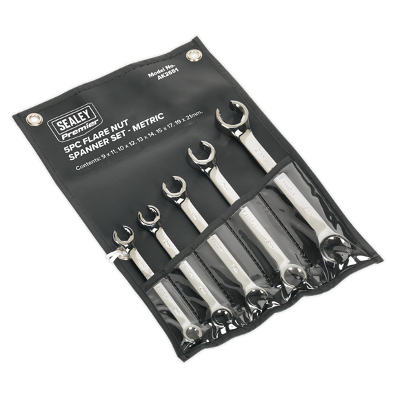 Sealey Flare Nut Spanner Set 5pc Metric AK2651 Sealey - Dynamic Drive