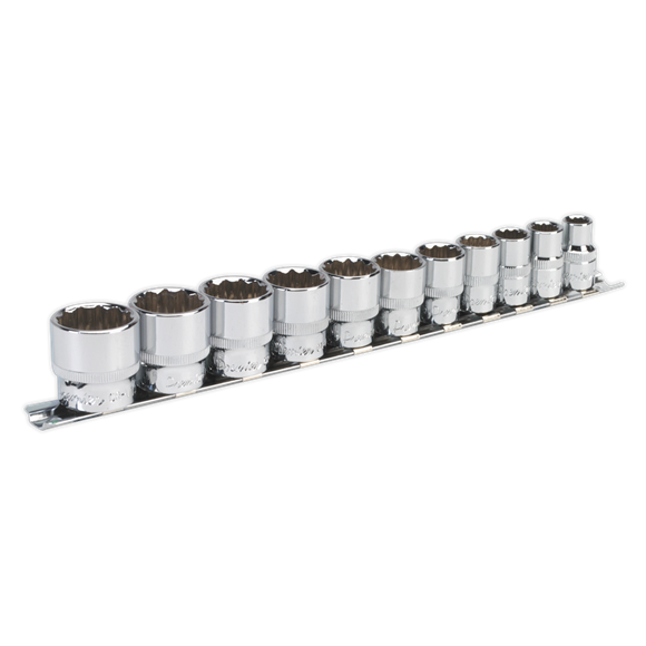 Sealey Socket Set 11pc 3/8"Sq Drive 12pt WallDrive Imperial AK2672 Sealey - Dynamic Drive