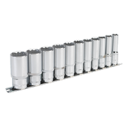 Sealey Socket Set 11pc 3/8"Sq Drive 12pt Deep WallDrive Imperial AK2673 Sealey - Dynamic Drive