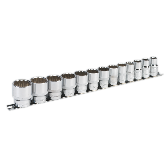 Sealey Socket Set 13pc 1/2"Sq Drive 12pt WallDrive Imperial AK2674 Sealey - Dynamic Drive