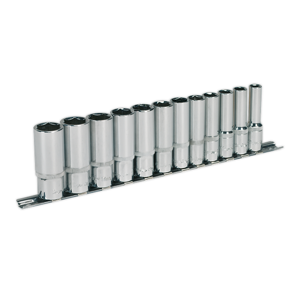 Sealey Socket Set 12pc 3/8"Sq Drive 6pt Deep WallDrive Metric AK2694 Sealey - Dynamic Drive