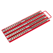 Sealey Socket Rail Tray Red 1/4" 3/8" & 1/2"Sq Drive AK271 Sealey - Dynamic Drive