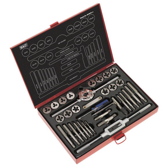 Sealey Tap & Die Set 33pc Split Dies Metric/UNF/BSP AK3033 Sealey - Dynamic Drive
