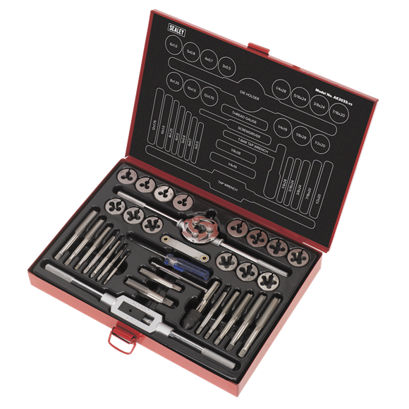 Sealey Tap & Die Set 33pc Split Dies Metric/UNF/BSP AK3033 Sealey - Dynamic Drive