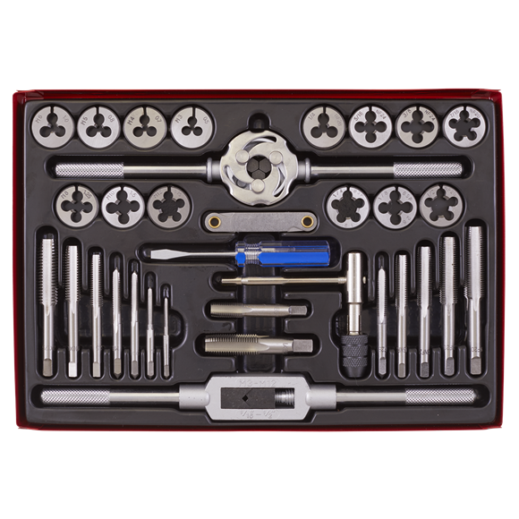 Sealey Tap & Die Set 33pc Split Dies Metric/UNF/BSP AK3033 Sealey - Dynamic Drive
