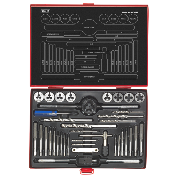 Sealey Tap & Die Set 37pc Split Dies Metric AK3037 Sealey - Dynamic Drive