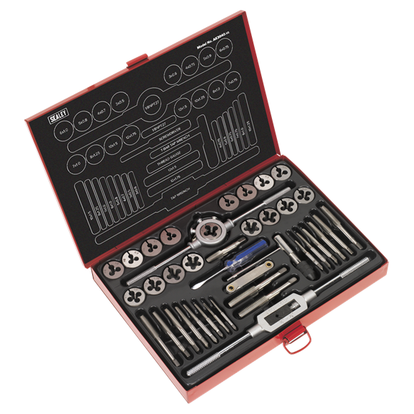 Sealey 40pc Mechanic's Tap & Die Set Split Dies Metric Self-Centre Sealey  - Dynamic Drive