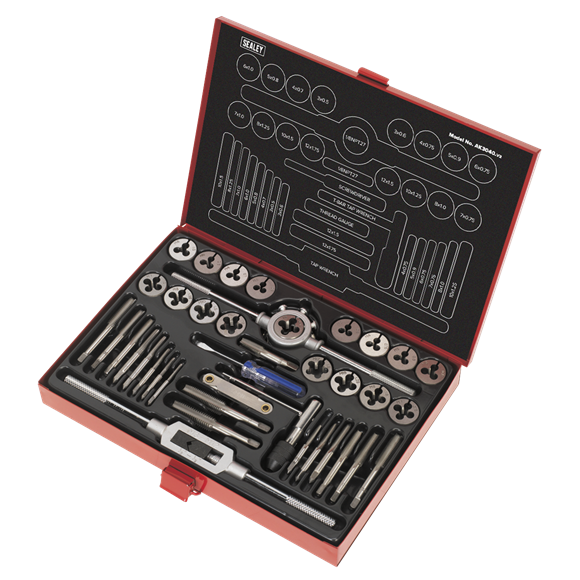 Sealey 40pc Mechanic's Tap & Die Set Split Dies Metric Self-Centre Sealey  - Dynamic Drive