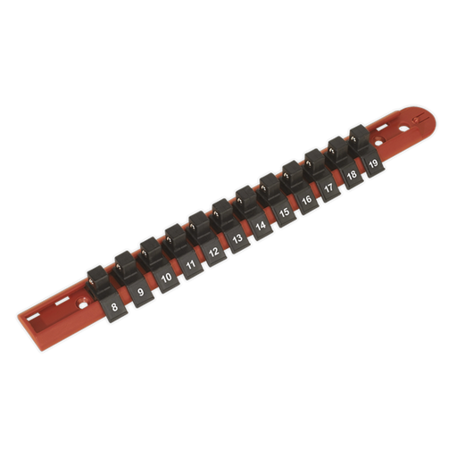 Sealey Socket Retaining Rail with 12 Clips 3/8"Sq Drive AK3812 Sealey - Dynamic Drive