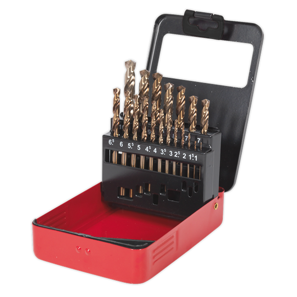 Sealey HSS Cobalt Split Point Fully Ground Drill Bit Set 19pc Metric AK4701 Sealey - Dynamic Drive