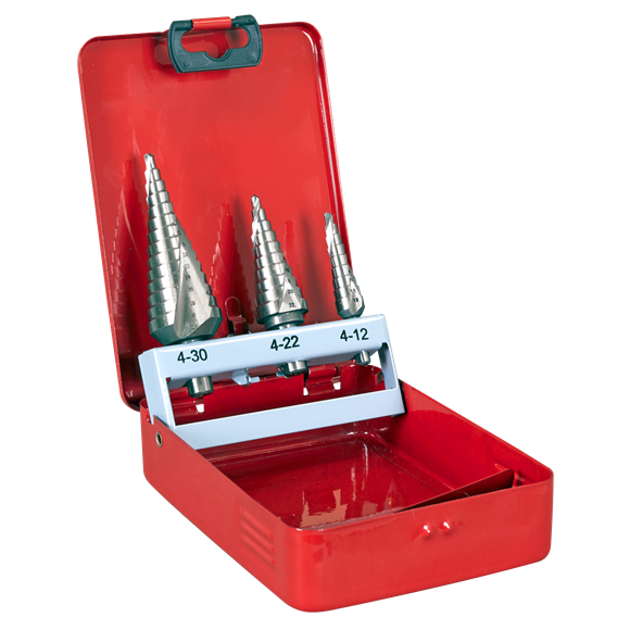 Sealey HSS M2 Step Drill Bit Set 3pc Spiral Flute AK4743 Sealey - Dynamic Drive