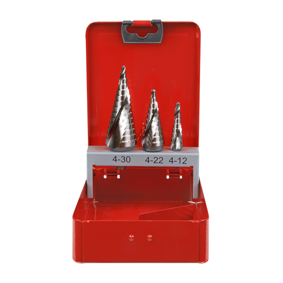 Sealey HSS M2 Step Drill Bit Set 3pc Spiral Flute AK4743 Sealey - Dynamic Drive