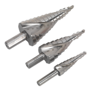 Sealey HSS 4341 Step Drill Bit Set 3pc Spiral Flute AK4749 Sealey - Dynamic Drive